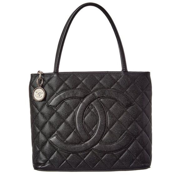 Chanel Handbags - Chanel Black Quilted Caviar Leather Medallion Tote (Authentic Pre-Loved)